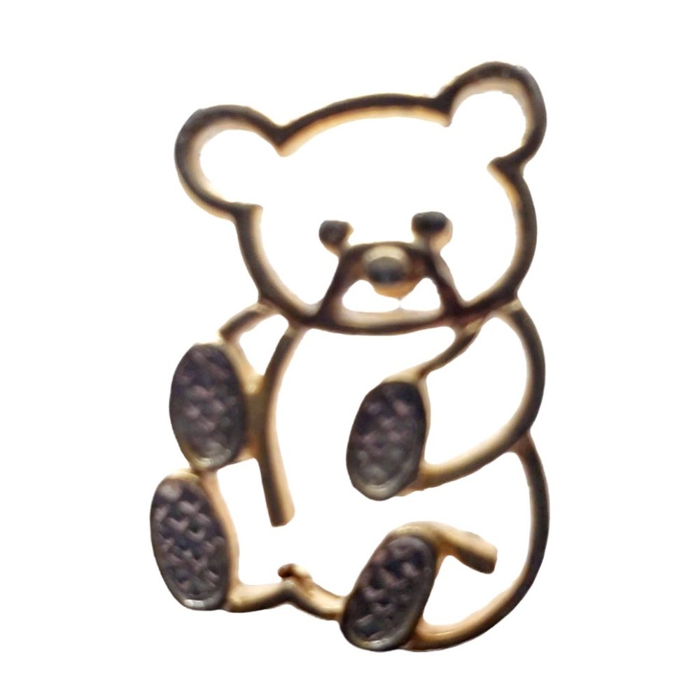 Vintage Little Gold Teddy Bear outline Pin with Sparkle Paws by Avon